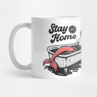 "Stay at home" funny logo print Mug